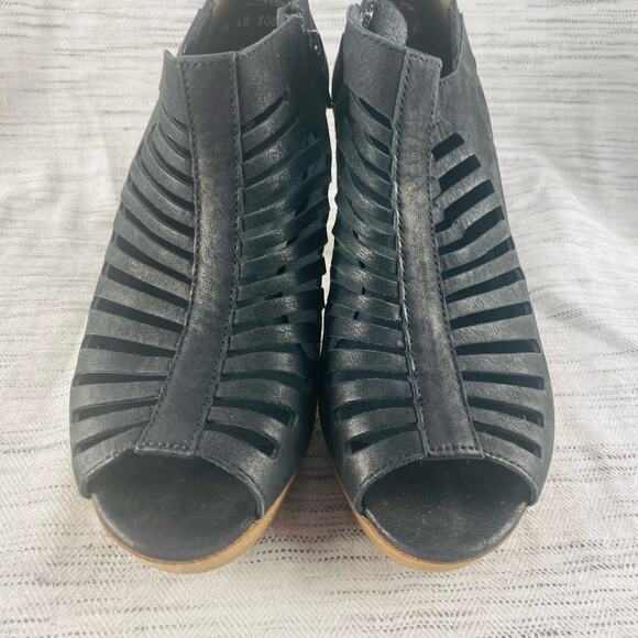 Paul Green Black Tasha Open Toe Laser Cut Platform Heeled Booties Size 5.5 - Picture 3 of 11